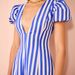 2025 New European And American Low-Cut V-Neck Fashionable Striped Print Puff Sleeve Large Hem Dress For Women_ecoleips.com