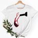 Cross-border Supply Of Simple New Product: Round-neck Wine Glass Pattern Short-sleeve Women's T-shirt_ecoleips.com