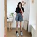 High-waisted Denim Summer Loose Casual A-line Slimming Shorts Plus-size Women, Suitable For Pear-shaped Body Types_ecoleips.com