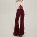 Women's Clothing Retro Low Waist Bell Bottom Pants Autumn And Winter Slim Fit_ecoleips.com