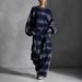 Vintage Grunge Checkered Tracksuit Set – Oversized Streetwear Joggers & Hoodie With Contrast Stitching (Blue-Grey/Red-Grey, S-5xl)_ecoleips.com
