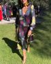 Women's Clothing Printed Contrast Color Deep V Long Sleeve Dress Women's Clothing_ecoleips.com