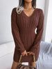 K Fashionable Waist-cinching Twisted Hem Dress; Women's Sweater Dress. No Necklace Or Other Accessories_ecoleips.com