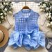 Women's Clothing Fashion Tops Design Heavy Three Dimensional Flower Bud Stitching Thin Checkered Sleeveless Chic Shirt_ecoleips.com