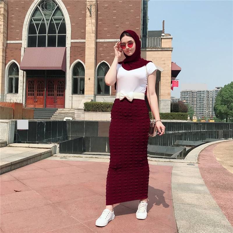 Seamless Stretchy High-Waist Pencil Skirt – Full-Length Bodycon Skirt For Women (Burgundy/Brown/Green)_ecoleips.com