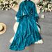Women's Clothing Elegant Asymmetrical Suit Dress For Women Long Sleeved Tie Waist Ruffled Sophisticated And Mature Style_ecoleips.com