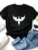Women Crew Neck Short Sleeve T-Shirt, Minimal Crown Triple Eagle Silhouette Graphic Loose Fit Casual Summer Basic Tee Tops_ecoleips.com