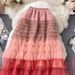 Women's Clothing Gradient Color Irregular Mesh Skirt Cake Skirt Tulle Skirt_ecoleips.com