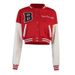 Women's Color Blocked Printed Leather Sleeves Slim Fit Baseball Jacket Stand Collar Short Style Spring Autumn_ecoleips.com