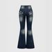 European American Cross-border Hot-selling Women's Clothing: Slim-fit, Slightly Flared Jeans With Back Pocket Embroidery_ecoleips.com