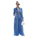Women’s Clothing New Women's Casual Wide Leg Pants Denim Suit_ecoleips.com