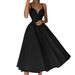 Women's Multi-Color Spaghetti Strap Sexy Loose Flowy Big Swing Long Maxi Dress_ecoleips.com