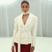 Elegant V-Neck Belted Blazer With Double Pockets, Spring Office Wear For Women, Wrinkle-Resistant Polyester Jacket (White/Gray/Black)_ecoleips.com