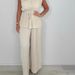Women's European American Style Two Piece Set Round Neck Solid Color Raglan Sleeve Top Pleated Mid Waist Straight Leg Pants_ecoleips.com