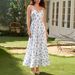 Women's Clothing Summer Style Elegant French Dress For Women Fashion Print Beach Vacation Suspender Maxi Dress With Waist Cinching_ecoleips.com