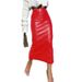 Elegant High-Waist Bodycon Pencil Skirt – Stretchy Polyester-Spandex Blend, Office & Party Wear In Black, White, Red & Brown_ecoleips.com