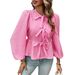 Diyun European And American 2024 Auumn Winer Women's Casual Puff Round Neck Loose Long Sleeve_ecoleips.com
