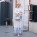 Modest Set Women's 3D Print Set – Gradient Ombre Blouse & Flared Maxi Skirt With Rhinestone Detailing– Elegant Alternative For Special Occasions_ecoleips.com