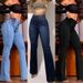 Women's Clothing Elastic Waist High Waist Elastic Tights Slightly Flared Hip Lifting Denim Trousers_ecoleips.com