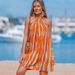 Women's Clothing Printed Sexy Holiday Style Halter Neck Dress_ecoleips.com