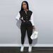 Women's Clothing Women's Jacket Single Breasted Stitching Long Sleeved Sports High Waisted Trousers Casual Baseball Suit_ecoleips.com
