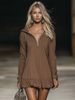 Oversized Hooded Sweatshirt For Women – Longline Hem With Ruffle Detail (Unisex Fit, Coffee Brown, XS-XL)_ecoleips.com