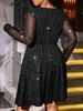 Elegant Plus Size V-Neck Evening Dress With Sheer Mesh Long Sleeves, A-Line Formal Gown For Women, Stylish & Sexy In Wine Red, Green, Black_ecoleips.com