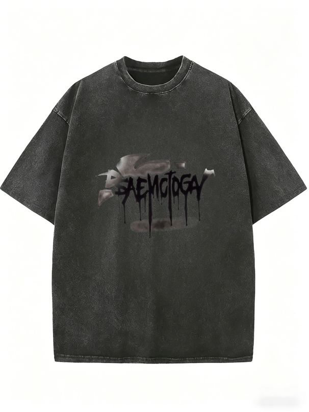 Vintage Washed Loose Tee For Women, Relaxed Short Sleeve T-Shirt For Casual Streetwear And Summer Activities_ecoleips.com