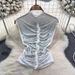 Women's Sparkling Sleeveless Vest High Neck Fishtail Top Sexy Alluring Inner Layer for Early Spring_ecoleips.com