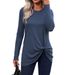 Voya Women's Fashion Casual T-shirt, Versatile For Spring And Summer Commuting, Solid Color Long Sleeved Base Top_ecoleips.com