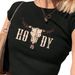 American Western Style HOWDY Cow Skull Print Cropped T-Shirt For Women, Vintage Slim Fit Short Sleeve Top_ecoleips.com