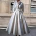 Women's Clothing Retro Stand Collar Strappy Long Sleeved Dress For Women Winter New High End Temperament Elastic Waist Evening Dress_ecoleips.com