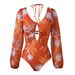 Long Sleeve Rash Guard Swimsuit – Tropical Floral Print UV Protection One-Piece With Tummy Control (UPF 50+, Quick-Dry Polyester)_ecoleips.com