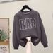 Women's Pure Cotton Sweatshirt 2023 Long Sleeve Thin Style for Spring And Autumn Petite round Neck Thickened Fleece Lined Jacket for Autumn And Winter_ecoleips.com