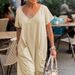 Women's Clothing Spring Spot Solid Color Simple Fashion Atmosphere Loose Pocket Jumpsuit_ecoleips.com