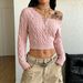 Off The Shoulder Cable Knit Sweater Short Crop Top Slim Fit Hot Girl Women's Clothing_ecoleips.com