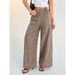 Elegant Summer 2026 Paper Bag Waist Pants Women's Casual Vacation Waistband Elastic Wide Leg Pants Work Pants Comfortable_ecoleips.com