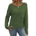 Women's Best-Selling Round-Neck Sweater With Pocket Decorations And Long Sleeves_ecoleips.com