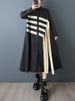 Patchwork Contrast Color Oversized Shirt Dresses For Women New Long Sleeve Loose Casual Vintage Dress Clothes Spring Autumn 2026_ecoleips.com