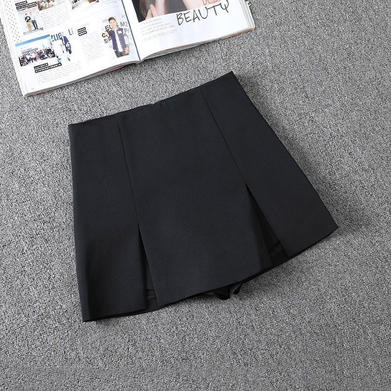 ng2510292 High Waist Split For Women 2022 Spring Summer New Fashion Versatile Anti-Exposure Pants Black A-Line Short Skirt_ecoleips.com