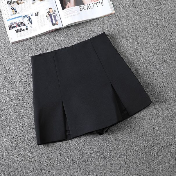 ng2510292 High Waist Split For Women 2022 Spring Summer New Fashion Versatile Anti-Exposure Pants Black A-Line Short Skirt_ecoleips.com