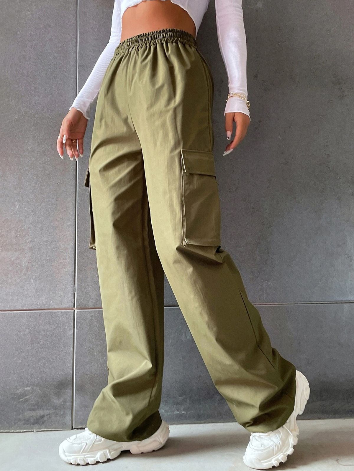 Women's Clothing Workwear Casual Pants For Women High Waist Wide Leg Straight Breathable Retro Sports Trousers_ecoleips.com