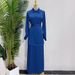 Modest Long Sleeve Top & Maxi Skirt Set – Elegant Tie-Waist Office Outfit For Women, Breathable Poly-Cotton Blend_ecoleips.com