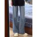 Retro Blue High-waisted Loose Wide-leg Jeans For Women In Large Size Summer, Guangzhou Xintang Casual Slimming Straight-leg Jeans_ecoleips.com