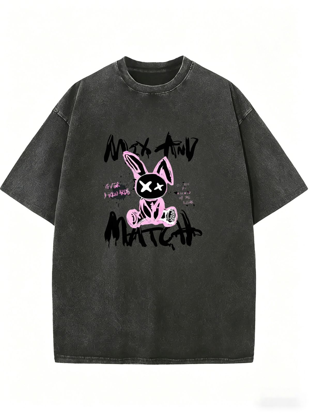 Oversized Y2K Rabbit Graphic T-Shirt Women Vintage Washed Goth Streetwear Harajuku Loose Cotton Tee_ecoleips.com