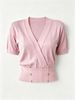 Loose V Neck Knit Blouse, Soft Skin-friendly Shirt_ecoleips.com