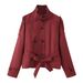 Double-Breasted Belted Trench Coat –Autumn Trendy Short Jacket For Women (S/M/L, Khaki/Red/Olive/Brown)_ecoleips.com