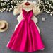 French Retro Hepburn Style Women's Halter Dress Elegant Slimming High Waist Design New Summer Fashion_ecoleips.com