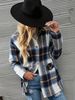2024 Autumn European And American Women's Long-Sleeve Turn-Down Collar Loose Plaid Woolen Shirt Jacket_ecoleips.com