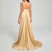 Elegant French Inspired A-Line Evening Dress Side Slit Gown for Weddings Parties And Bridesmaids Women's Party Wear_ecoleips.com